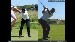 Jon Rahm golf swing  Long Iron faceon amp downtheline July 2017 [upl. by Ploch]