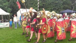 Roman Reenactment at the Amphitheatre in Caerleon Marching In [upl. by Olrac349]