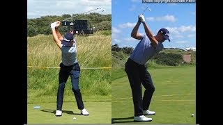 Justin Thomas golf swing  Long Iron faceon amp downtheline July 2017 [upl. by Aldas280]