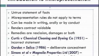 Misrepresentation Lecture 1 of 4 [upl. by Hepsoj]